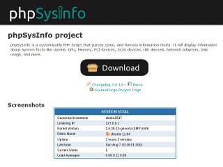 phpSysInfo informacje o hardware serwera z PHP