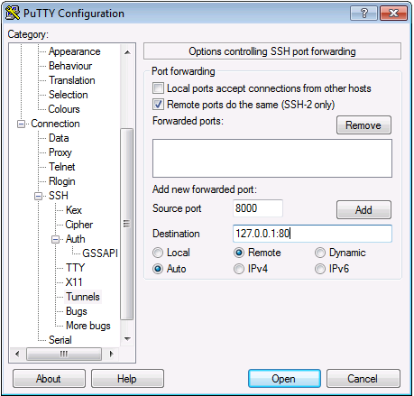 putty tunel windows